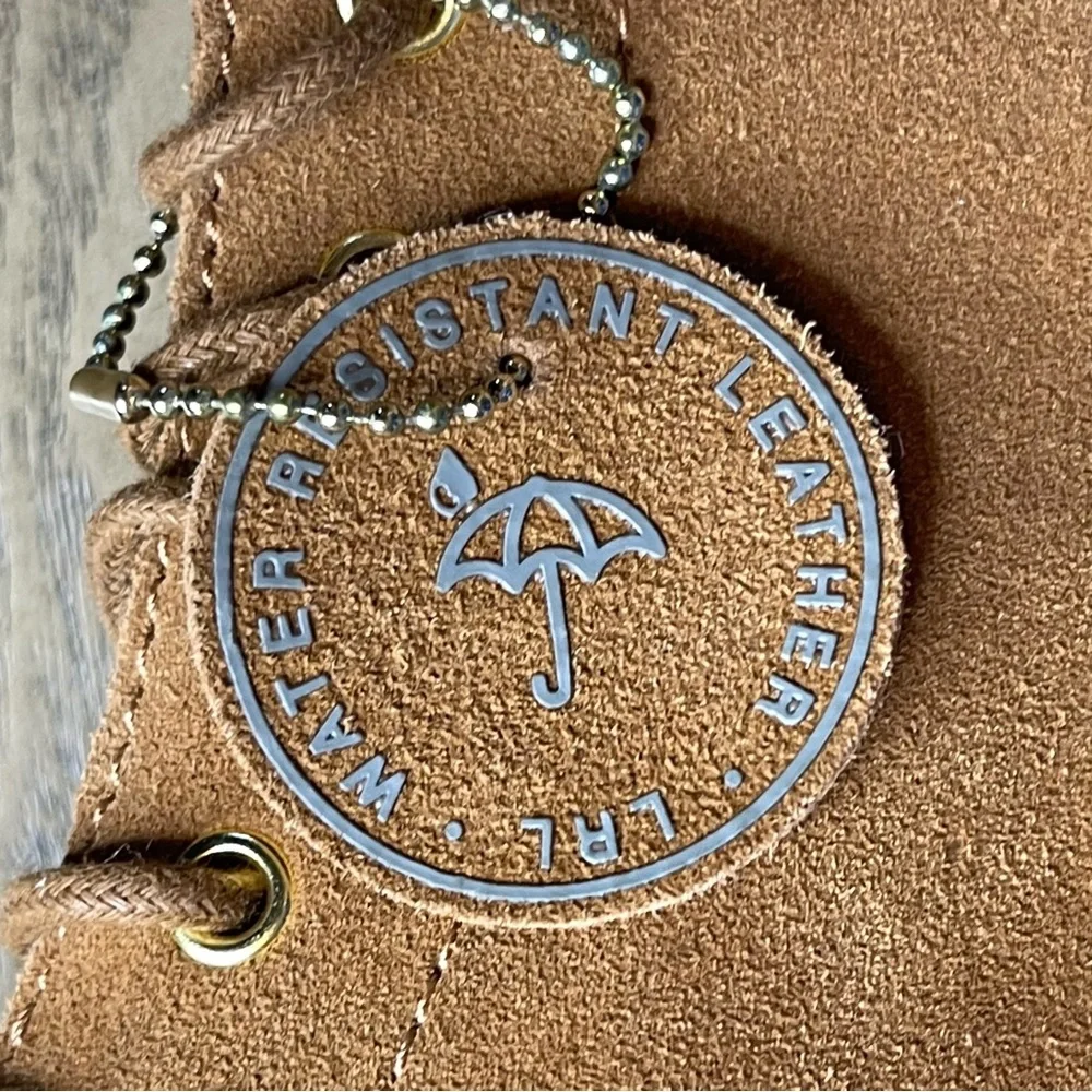 Lauren Ralph Lauren Carlee suede tan combat lace-up 
boots fauxshearling 8.5 New - Picture 9 of 12